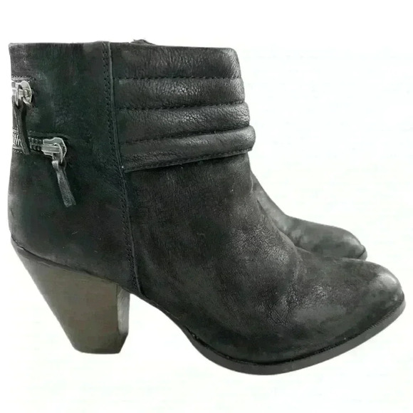 Diba womens ankle booties size 10 black leather biker grunge punk boots - Picture 1 of 11